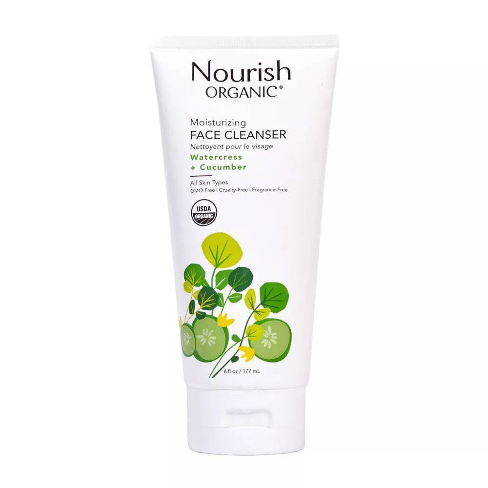 Nourish Organic Moisturizing Face Cleanser with Watercress and Cucumber, 6 Oz